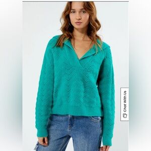 MINKPINK Knit Taylor Sweater Mint Green Medium